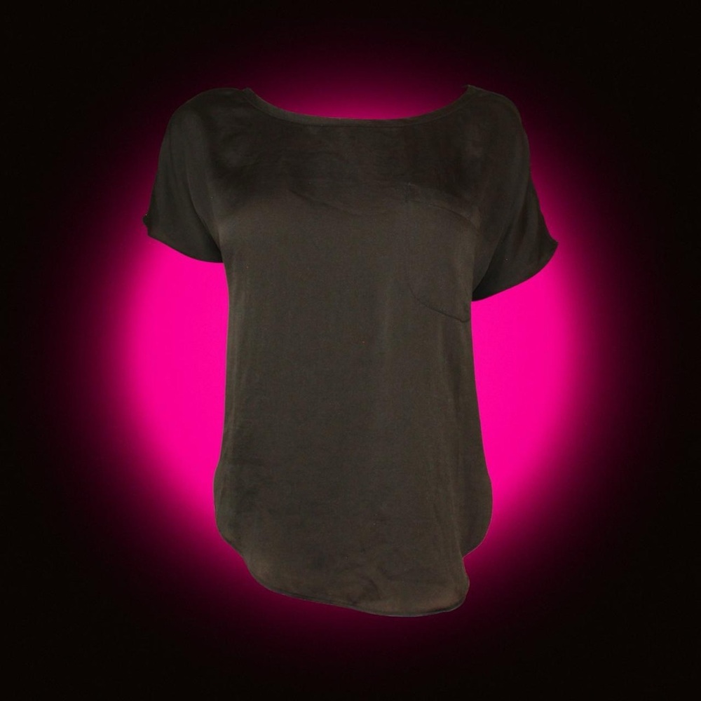 Victoria's Secret black satin t-shirt with front pocket